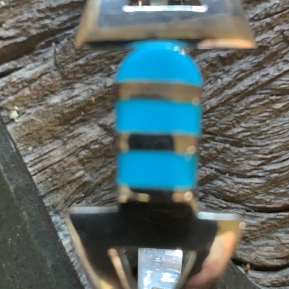 VINTAGE MEXICO TAXCO STERLING S.TURQUOISE BRACELET - Picture 8 of 12